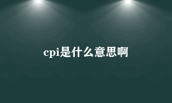 cpi是什么意思啊