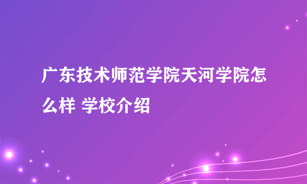 广东技术师范学院天河学院怎么样 学校介绍