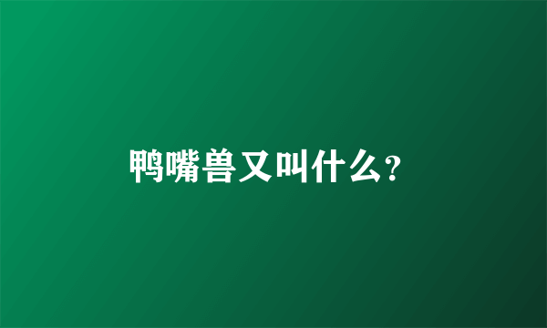 鸭嘴兽又叫什么？