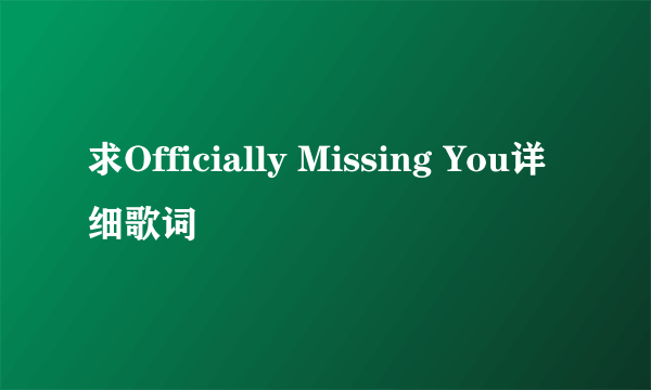 求Officially Missing You详细歌词