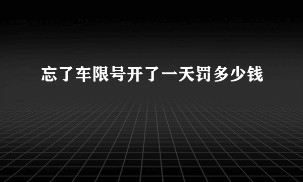 忘了车限号开了一天罚多少钱