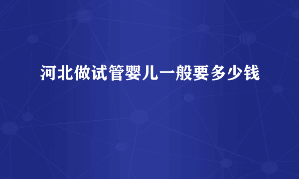 河北做试管婴儿一般要多少钱