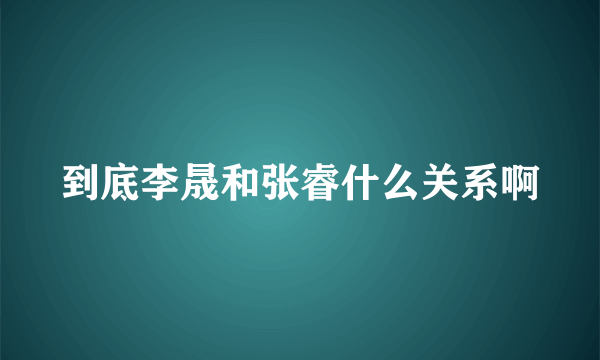 到底李晟和张睿什么关系啊