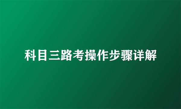 科目三路考操作步骤详解