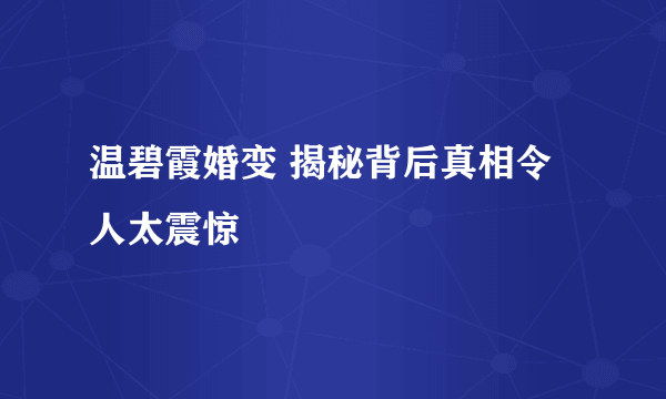 温碧霞婚变 揭秘背后真相令人太震惊