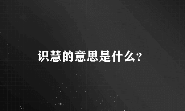 识慧的意思是什么？