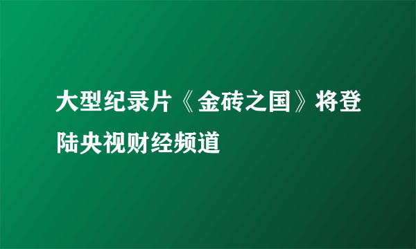 大型纪录片《金砖之国》将登陆央视财经频道