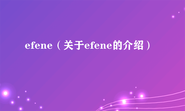 efene（关于efene的介绍）