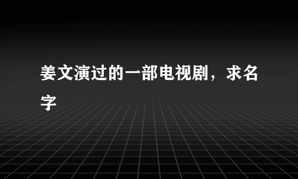 姜文演过的一部电视剧，求名字