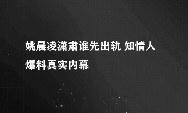 姚晨凌潇肃谁先出轨 知情人爆料真实内幕