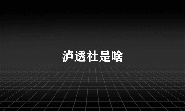 泸透社是啥