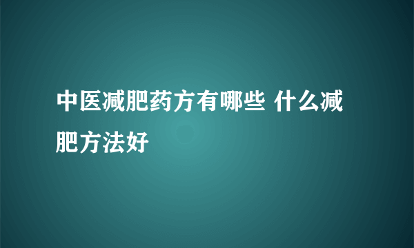 中医减肥药方有哪些 什么减肥方法好