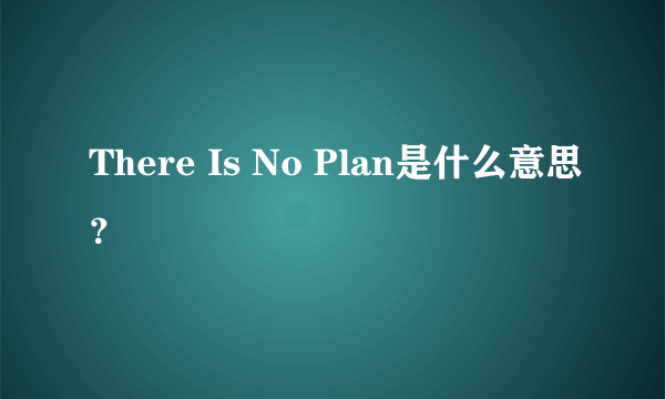 There Is No Plan是什么意思？