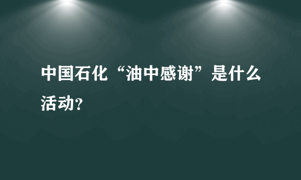 中国石化“油中感谢”是什么活动？