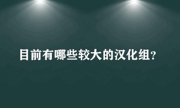 目前有哪些较大的汉化组？