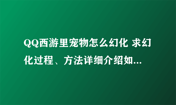 QQ西游里宠物怎么幻化 求幻化过程、方法详细介绍如题 谢谢了