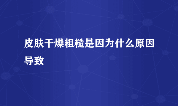 皮肤干燥粗糙是因为什么原因导致