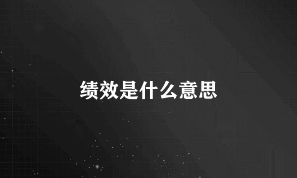 绩效是什么意思