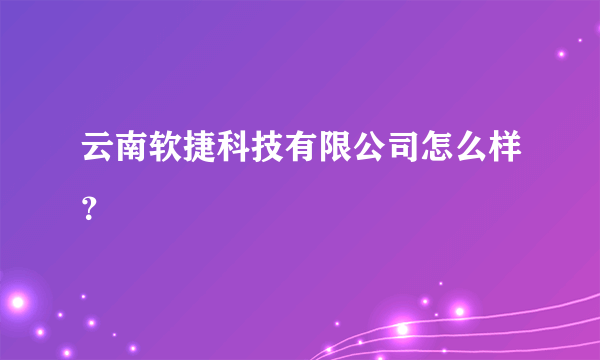 云南软捷科技有限公司怎么样？