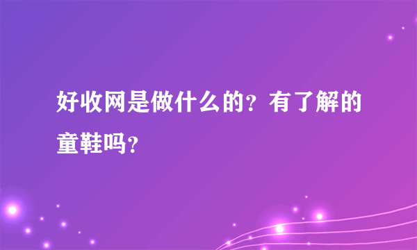 好收网是做什么的？有了解的童鞋吗？