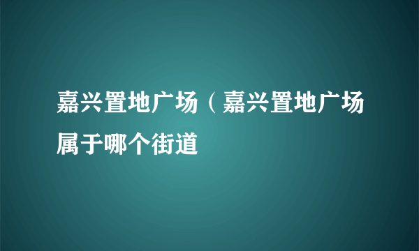 嘉兴置地广场（嘉兴置地广场属于哪个街道