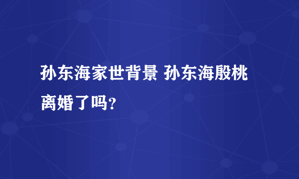 孙东海家世背景 孙东海殷桃离婚了吗？