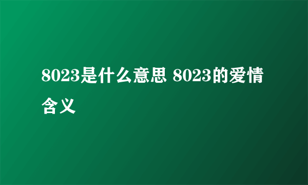 8023是什么意思 8023的爱情含义