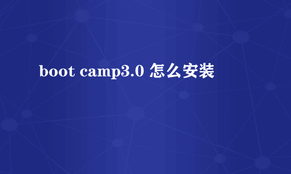 boot camp3.0 怎么安装