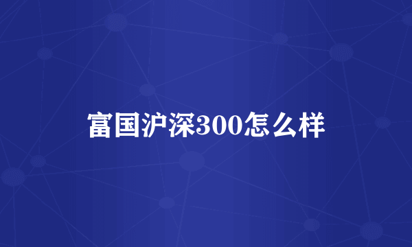 富国沪深300怎么样