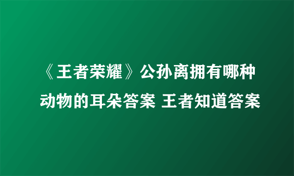 《王者荣耀》公孙离拥有哪种动物的耳朵答案 王者知道答案