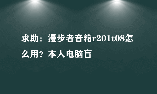 求助：漫步者音箱r201t08怎么用？本人电脑盲