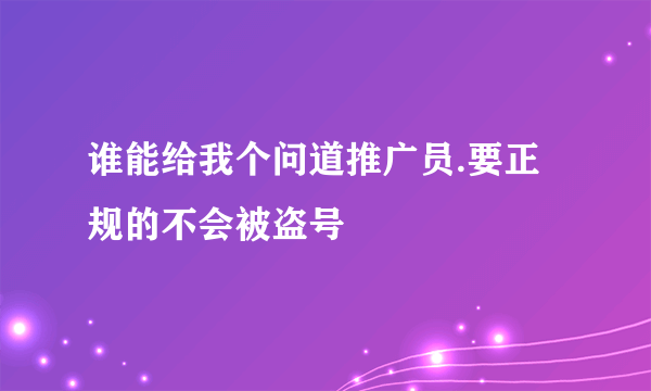 谁能给我个问道推广员.要正规的不会被盗号