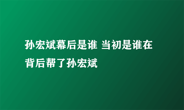 孙宏斌幕后是谁 当初是谁在背后帮了孙宏斌