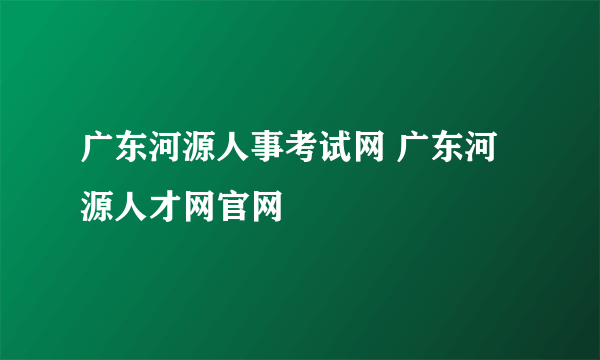 广东河源人事考试网 广东河源人才网官网