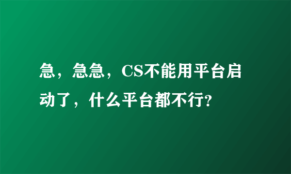 急，急急，CS不能用平台启动了，什么平台都不行？