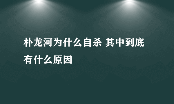 朴龙河为什么自杀 其中到底有什么原因