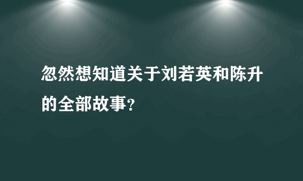 忽然想知道关于刘若英和陈升的全部故事？