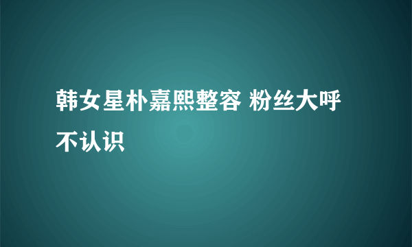 韩女星朴嘉熙整容 粉丝大呼不认识