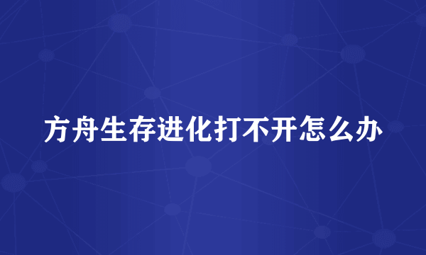 方舟生存进化打不开怎么办