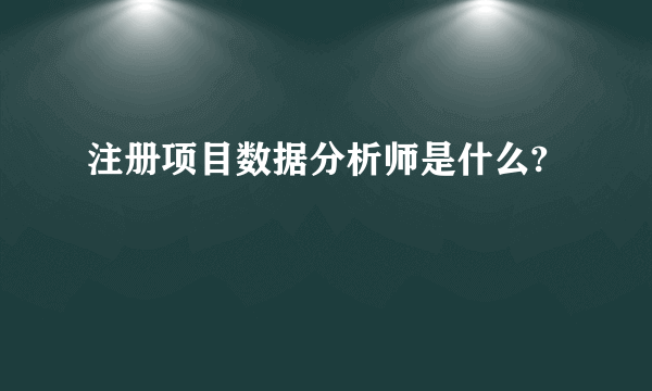 注册项目数据分析师是什么?