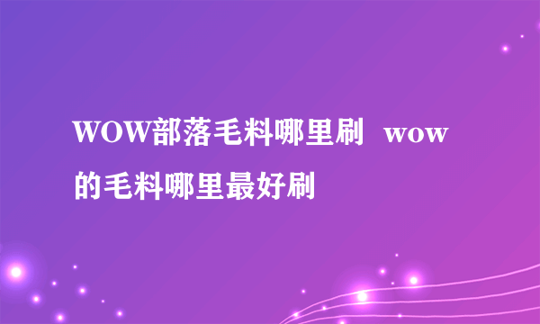 WOW部落毛料哪里刷  wow的毛料哪里最好刷