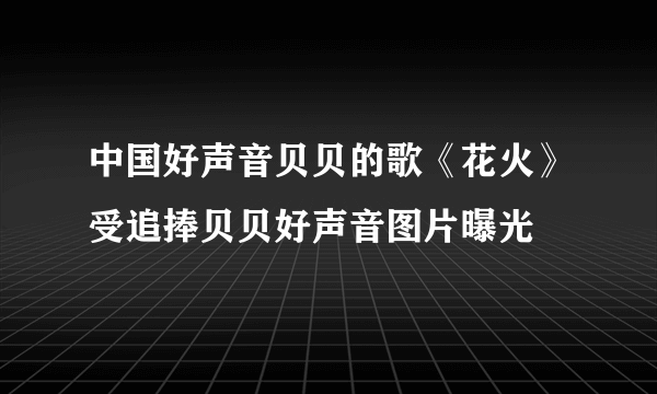 中国好声音贝贝的歌《花火》受追捧贝贝好声音图片曝光