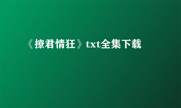 《撩君情狂》txt全集下载