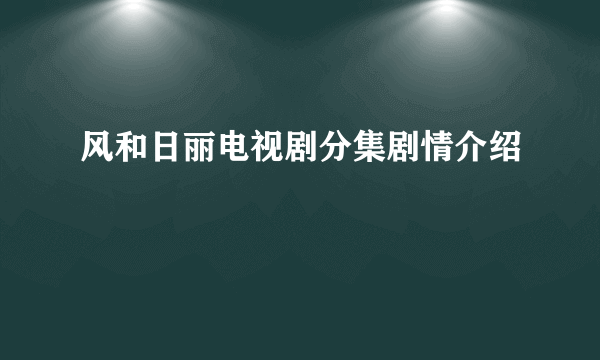 风和日丽电视剧分集剧情介绍