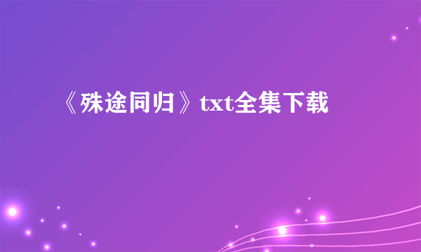 《殊途同归》txt全集下载