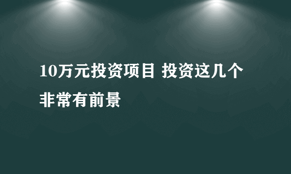 10万元投资项目 投资这几个非常有前景