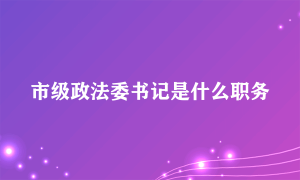 市级政法委书记是什么职务