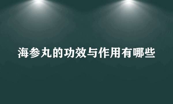 海参丸的功效与作用有哪些