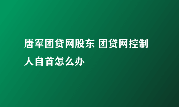 唐军团贷网股东 团贷网控制人自首怎么办