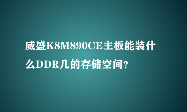 威盛K8M890CE主板能装什么DDR几的存储空间？